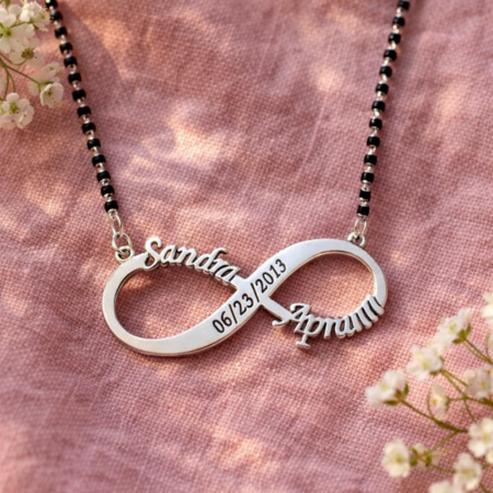 Handmade 925 Sterling Silver Sandra Apram Infinity Mangalsutra Necklace